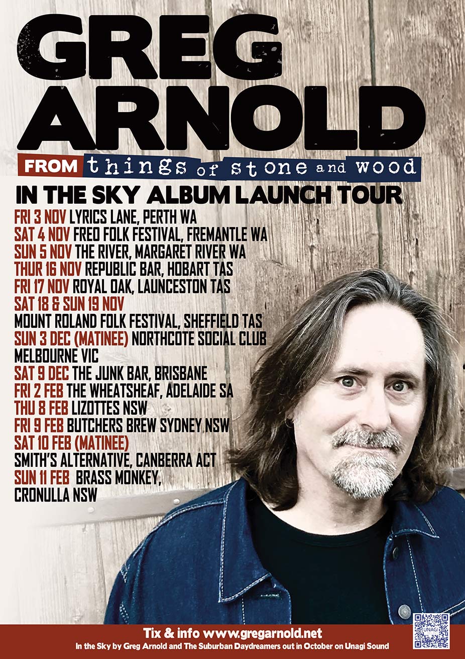 Greg Arnold - In the sky album launch tour - November to February, Australia